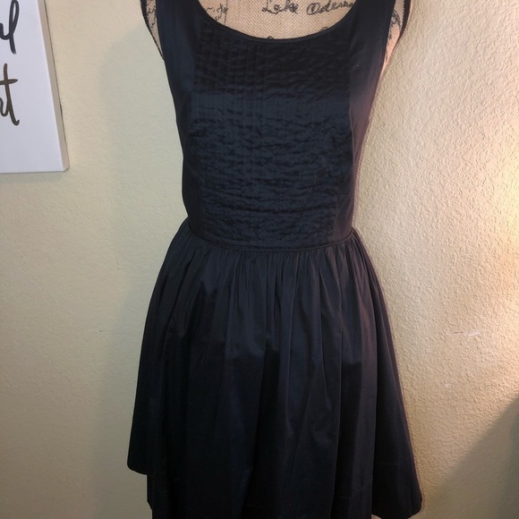 Anthropologie Moulinette Soeurs Lace Back Pleated Navy Dress with Pockets Sz 12 - Picture 2 of 9